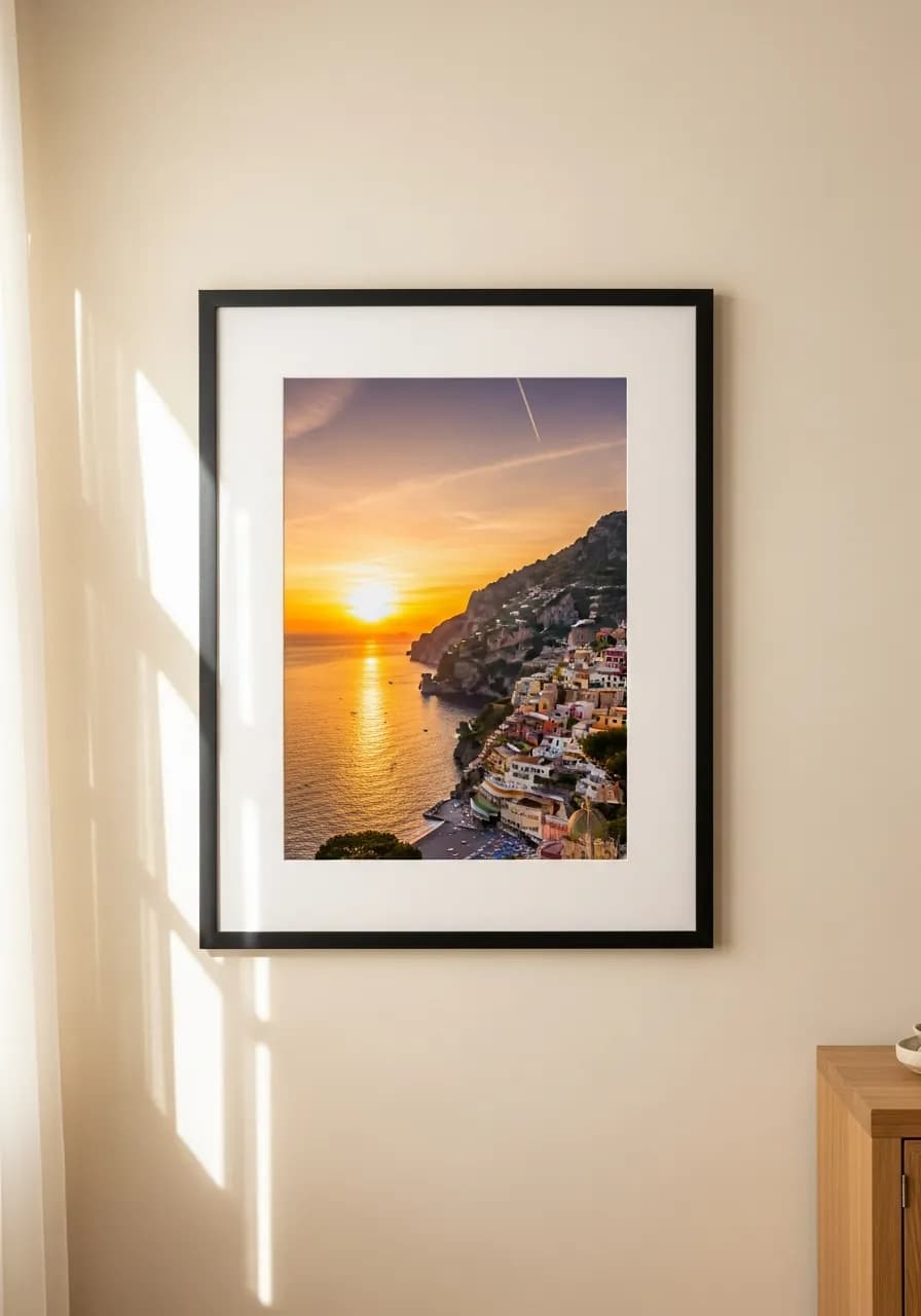Gallery-quality framed print of an Italian sunset