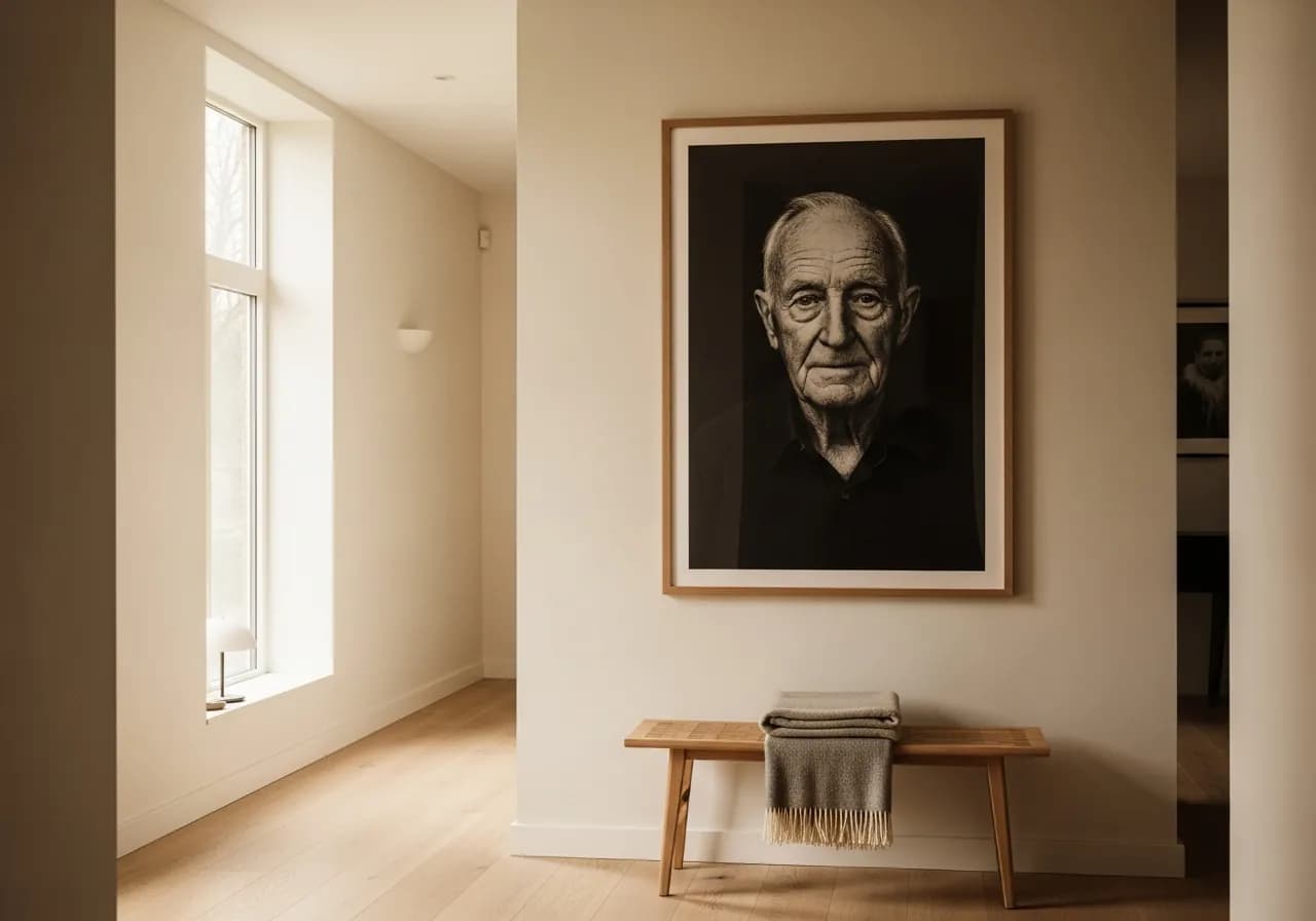 Marcus’s hallway with framed portrait