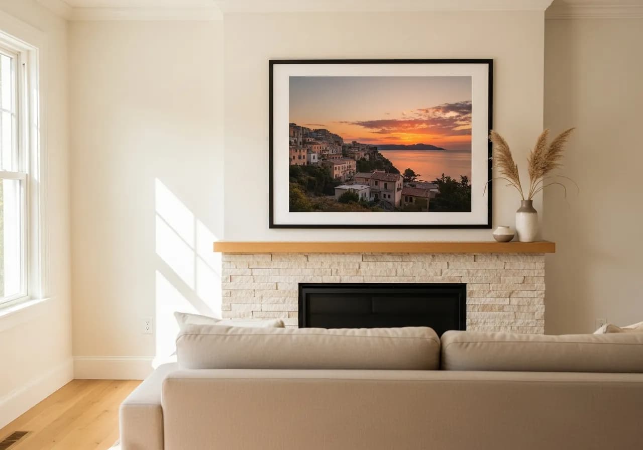 Sarah’s room with framed print on wall